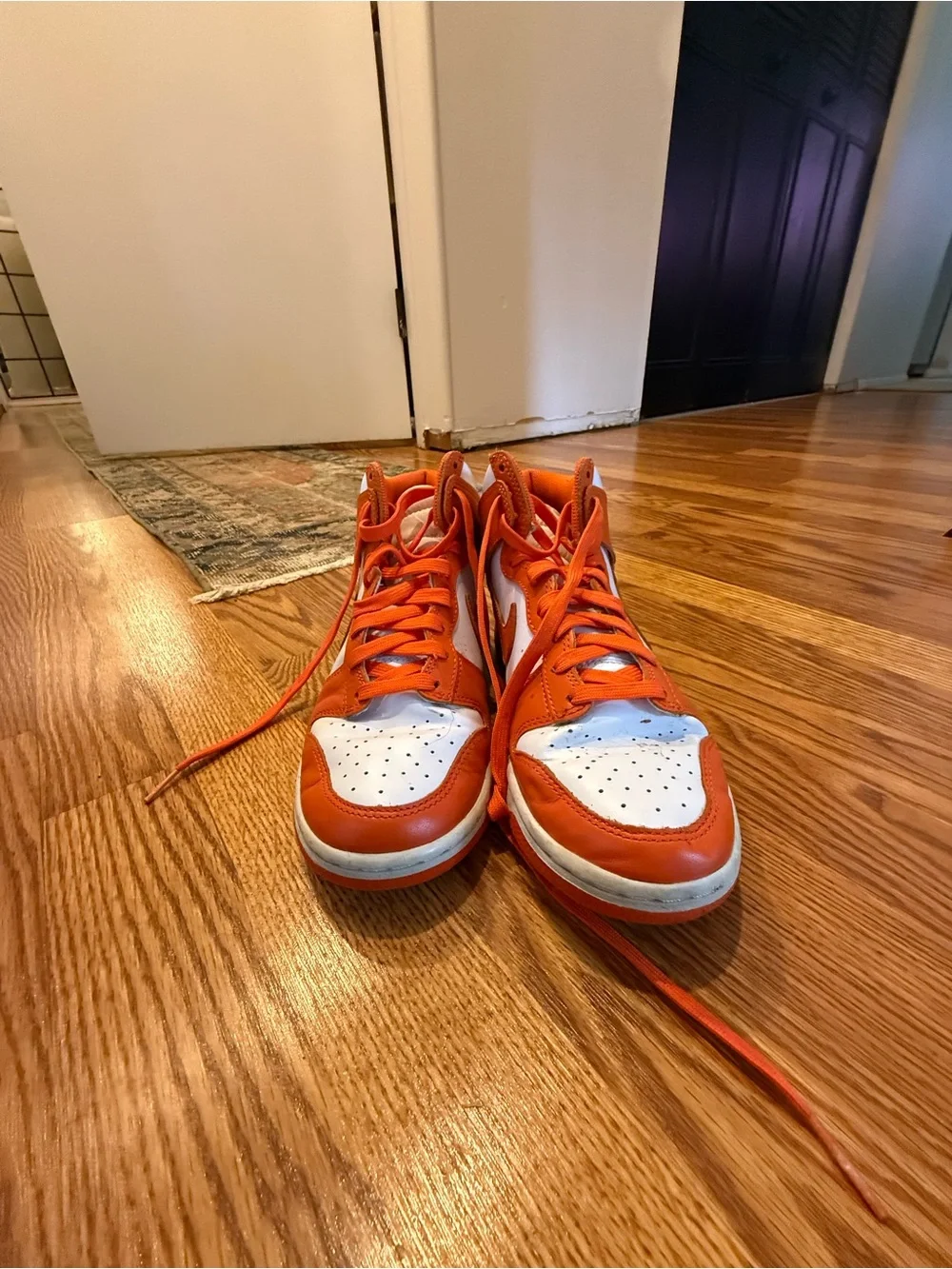Nike High-Top Sneakers in Orange and White
